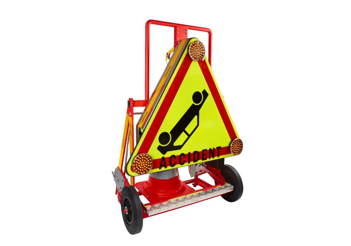 Emergency beaconing cart with reel support and standardized forks
